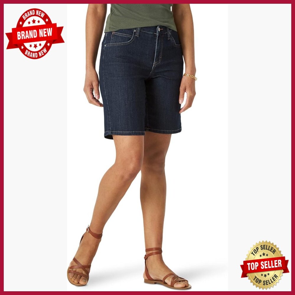 Relaxed Fit Denim Bermuda Shorts, Mid Rise, 10" Inseam, 5 Pockets